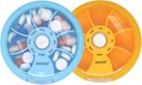 Organizzatore di pillole settimanali INVODA 7 scomparti scatola di pillole rotanti per farmaci giornalieri &amp; vitamine - Portable Travel Pill Case Fish Oil Supplements Vitamins Organizer (Blue+Orange)