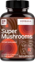 Super funghi 8-in1 120 capsule - Booster del cervello e gocce di sostegno immunitario - Reishi, Lion`s Mane, Cordyceps, Chaga, Mitake, tacchi Turchia, Shiitake, Agaricus - Estratto di alta potenza
