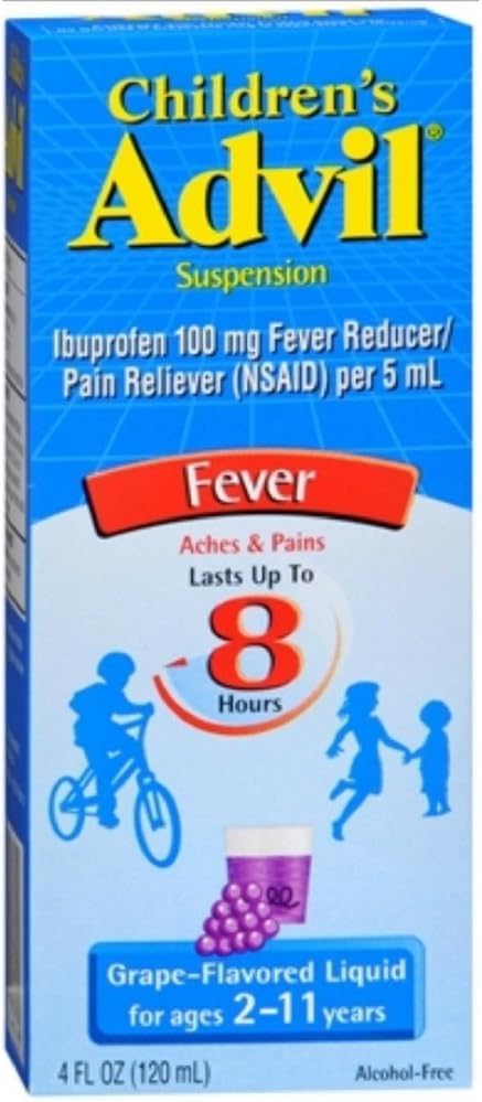 Suspension pour enfants Advil, raisin 4 oz (paquet de 4)