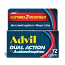Advil Dual Action Coated Caplets mit Acetaminophen, 250 Mg Ibuprofen und 500 Mg Acetaminophen Per Dose (2 Dose Equivalent) für 8 Hour Pain Relief - 72 Count