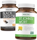 Black Seed Oil & St. John's Wort (1-Meth Supply) Mélange de serène de Black Seed Oil (60 capsules) Nigella Sativa pressée à froid et St. John's Wort (60 capsules) avec Hypericine puissant 900mcg