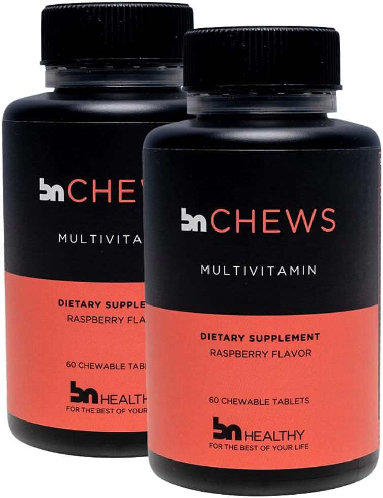 BNHealthy Chewable 2 Pack Bariatric Multivitamin con ferro, vitamina B12, Delicious Raspberry Flavor – 120 Ct – 60-120 Day Supply.