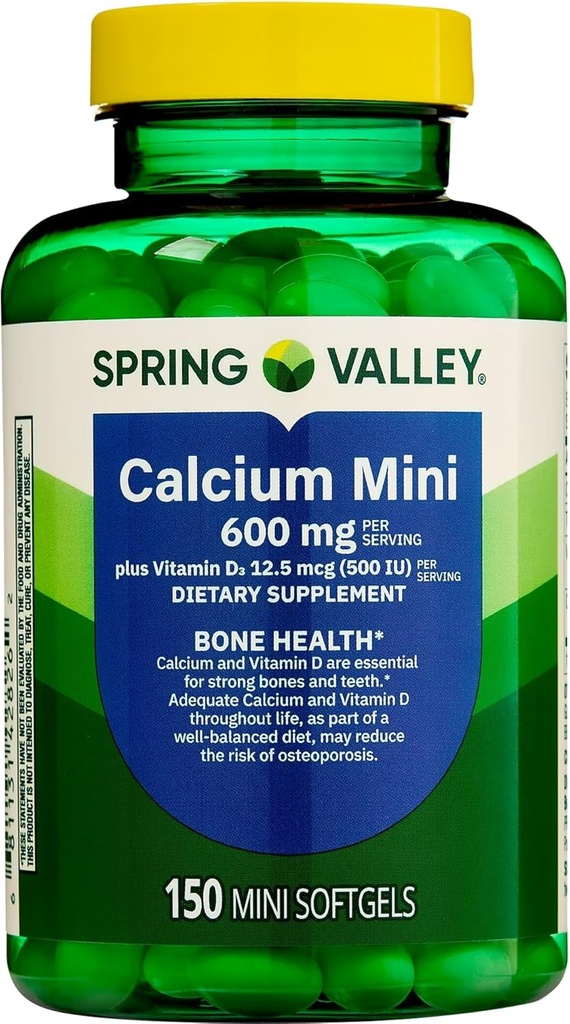 Frühlingstal Kalzium Mini 600 mg Plus Vitamin D3, 150 Graf, Nahrungsergänzung, Kleine Kalzium Pillen Bundle mit Lualls 45 Diabetes Decodiert