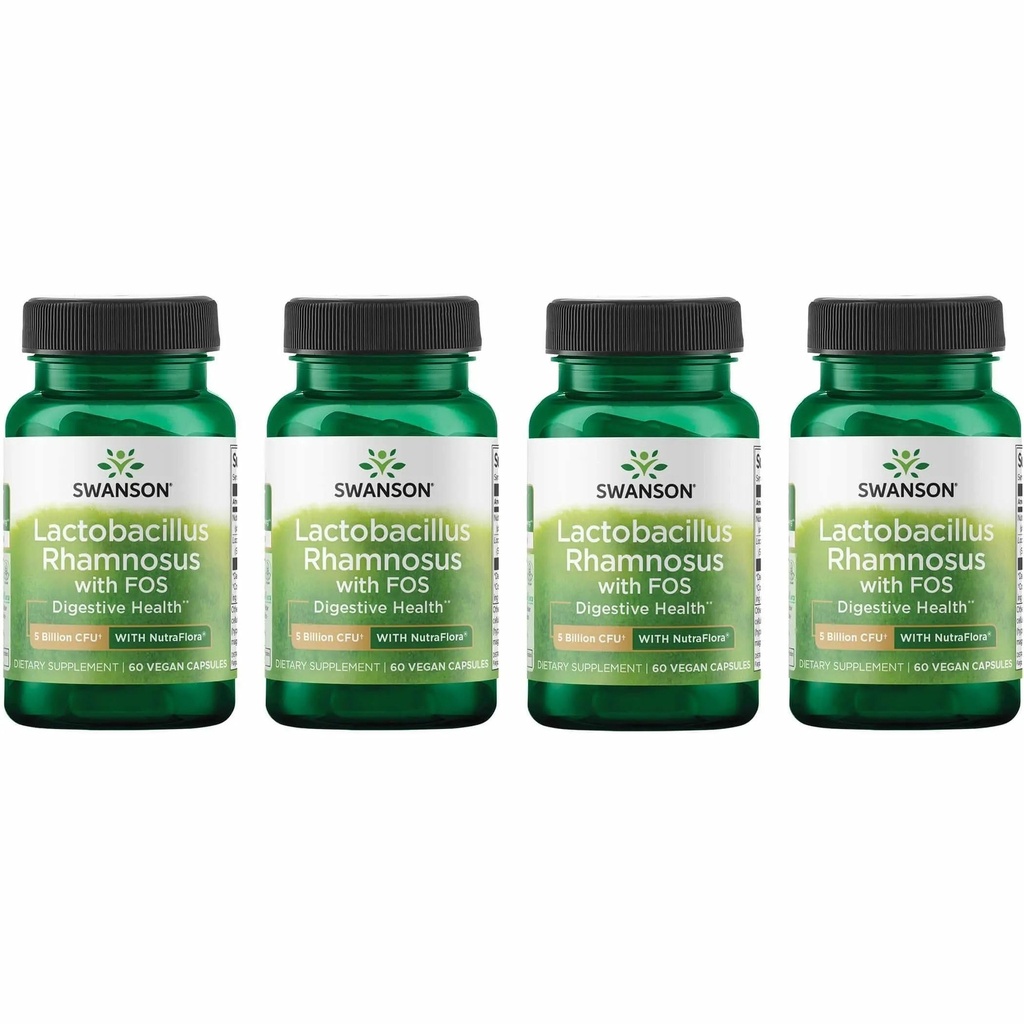 Swanson Lactobacillus Rhamnosus mit FOS - Probiotische Ergänzung unterstützt Verdauungsgesundheit - 5 Billion CFU - fördert GI Tract Gesundheit während der Reise - (60 Veggie Caps) Pack