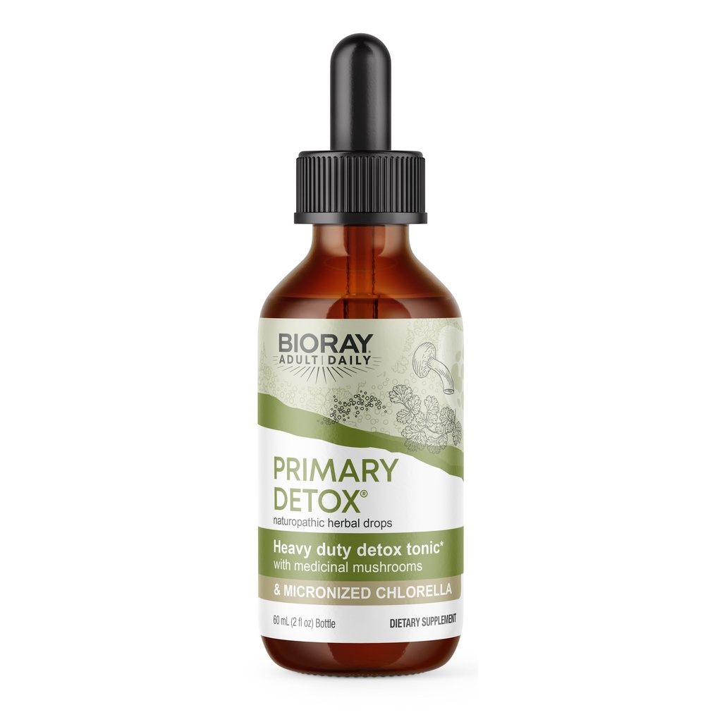 BIORAY Daily Primary Detox - 2 fl oz - mit medizinischen Pilzen & Micronized Chlorella - bio, Non-GMO, Vegetarisch, Glutenfrei - ca. 15 Servietten