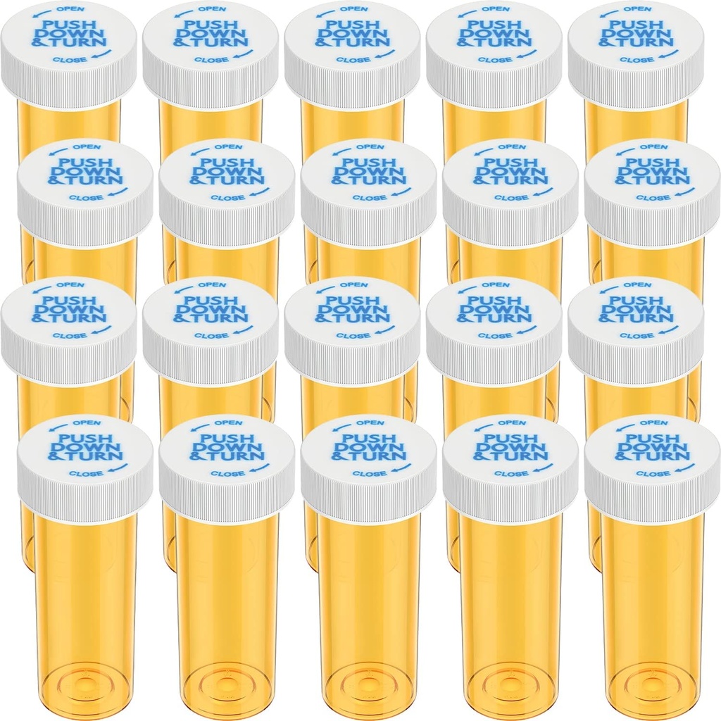 Empty Plastic Medicine Pill Bottles with Child Resistant Caps, 6 Dram Small Prescription Medicine Containers Travel Pill Vials Clear Pill Case Organizers (20 Pack)