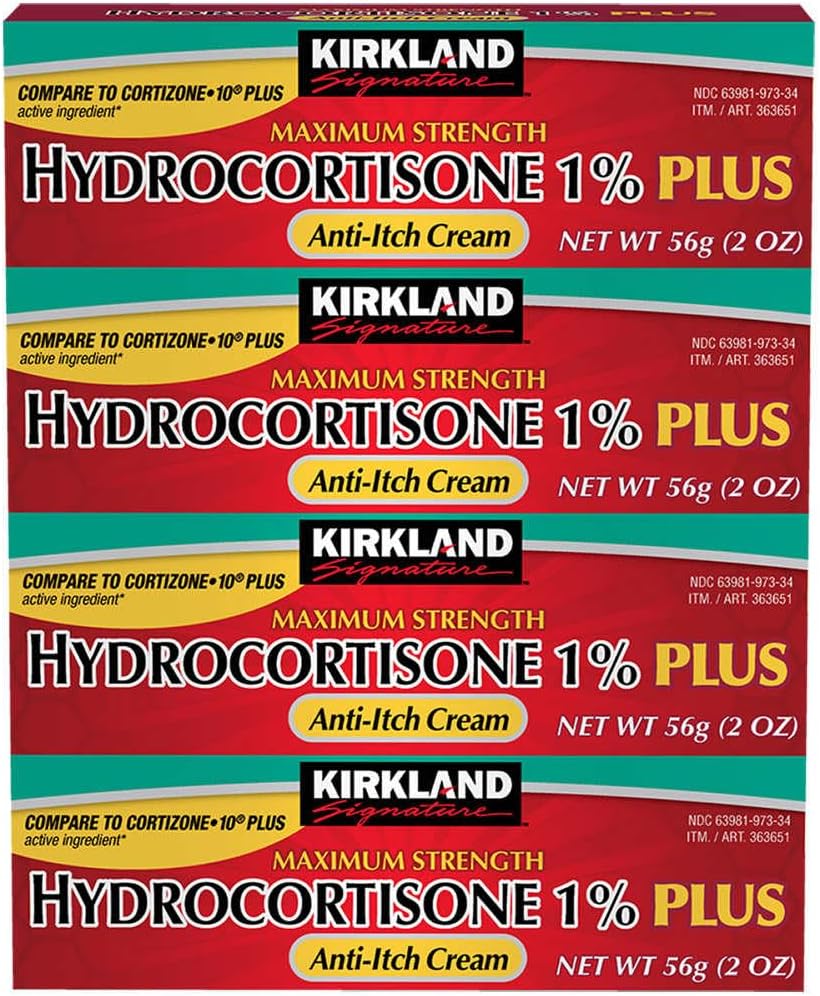 Kirkland Signature Maximum Strength Hydrocortison Cream 1% mit Aloe, 2-Unzen (Packung von 4)