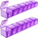2 Pack Extra Large Weekly Pill Organizer, BPA Free Pill Box 7 Day with XL Compartment for Fish Oils, Travel Friendly Medicine Organizer Pill Case for Vitamins,Supplements