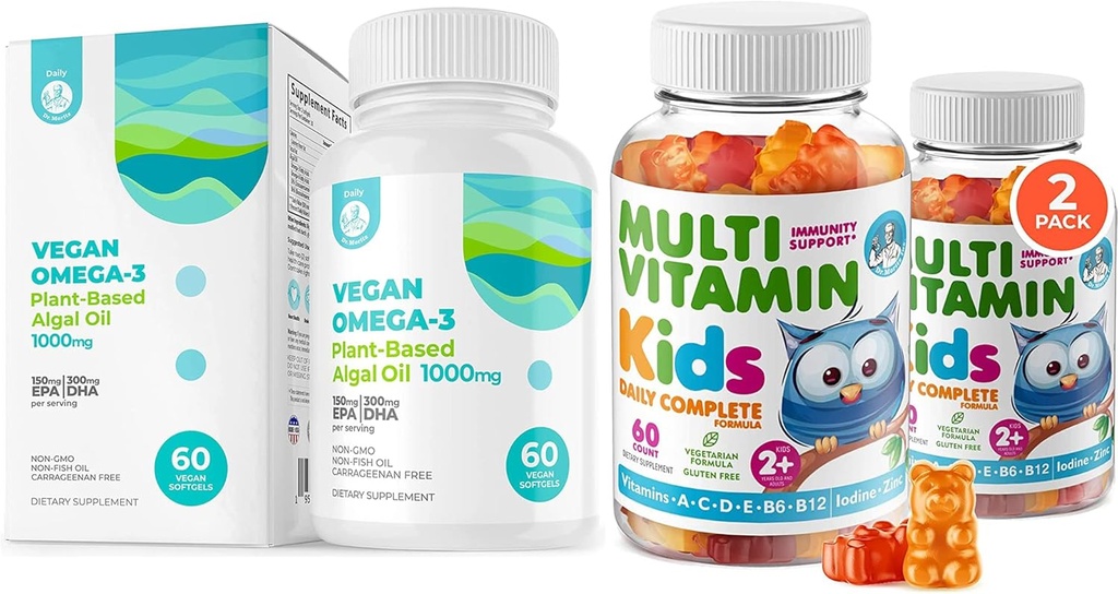 Kinder Multivitamin Gummis für Kinder und Vegan Omega 3 Softgels