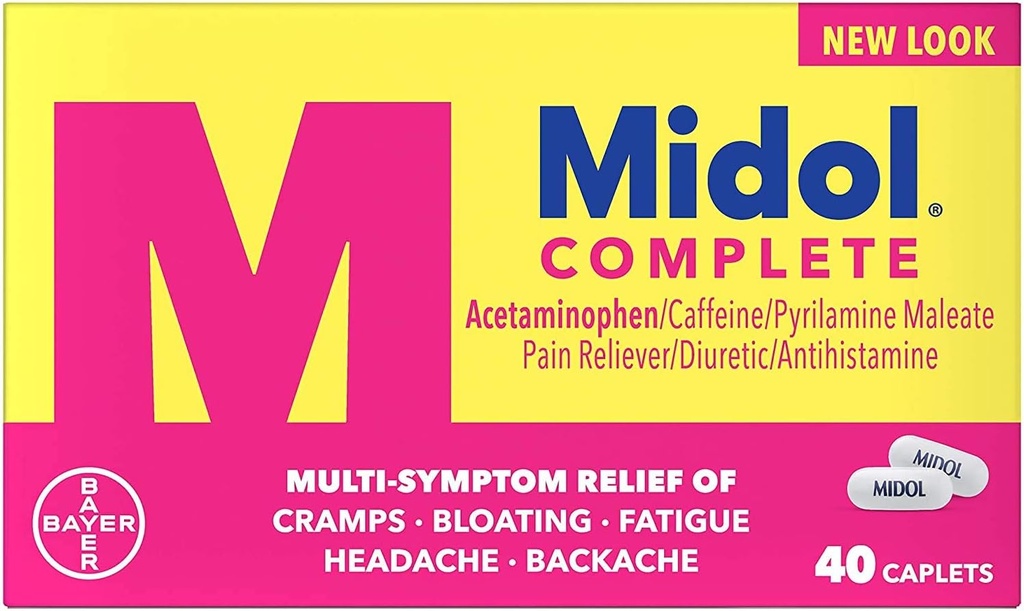 Midol Complete, Menstrual Period Symptome Relief, Caplets, 40 Count, 2-Pack