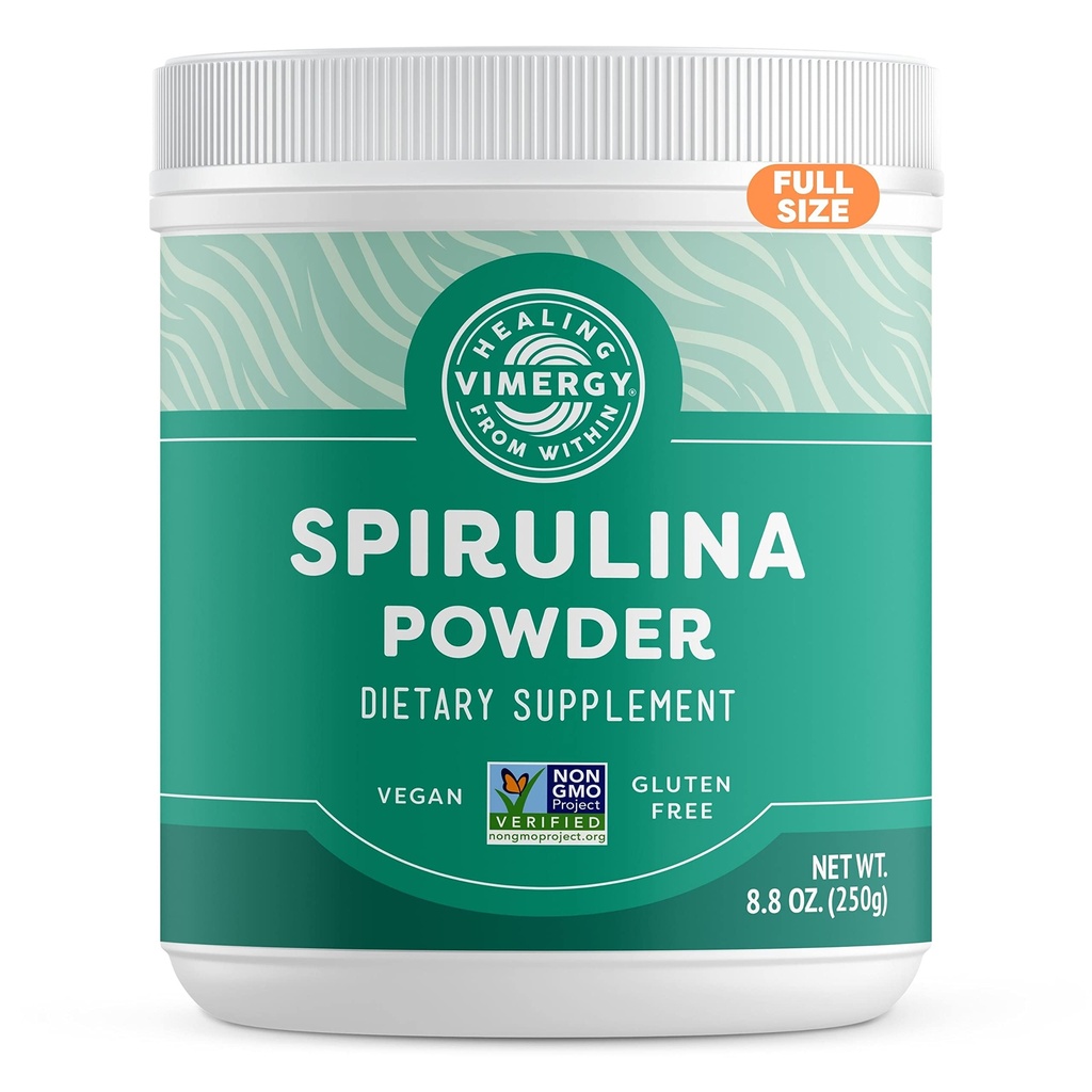 Vimergy Spirulina Powder – Konzentriertes Pflanzenprotein unterstützt Immungesundheit und Herz-Kreislauf-Funktion – Vegan, Kosher, Glutenfrei – 250g