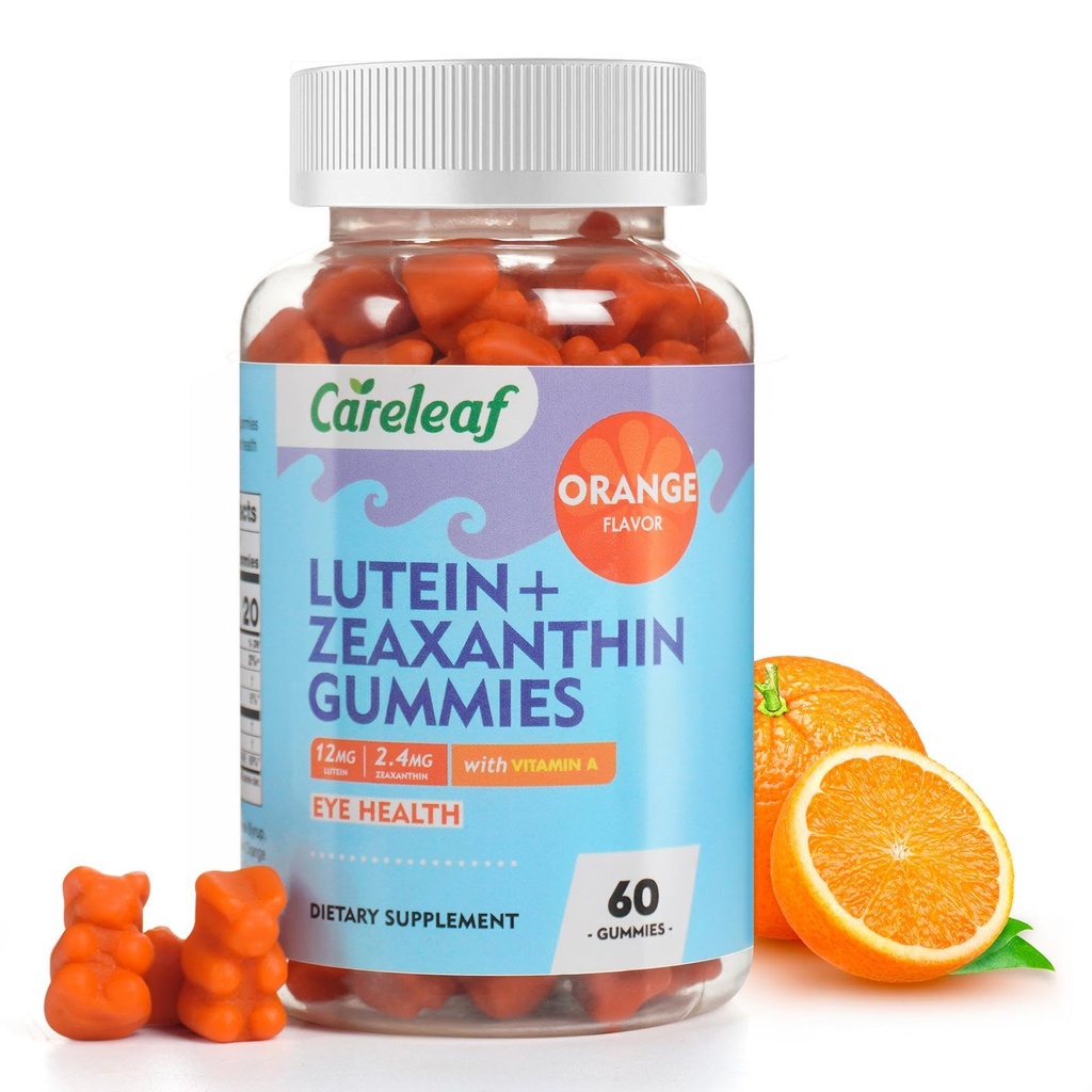 Vegan Lutein und Zeaxanthin Ergänzungen, Lutein für Augen mit Zeaxanthin & Vitamin A, Lutein Gummies für trockenes Auge Relief & Klare Vision, Augen Vitamine für Senioren & Kinder, 60 Graf, Orange Flavor