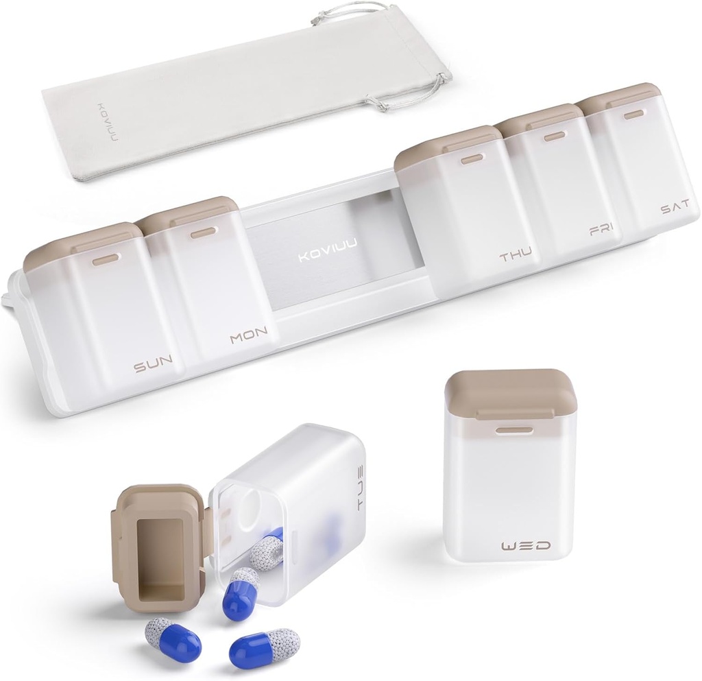 Organizzatore di pillole settimanali 1 volta al giorno, scatola di pillole magnetiche 7 giorni, caso di viaggio rimovibile, una volta ogni giorno contenitore del supporto del pilastro, grande distributore di farmaci per la medicina, vitamina, supplemento, cammello