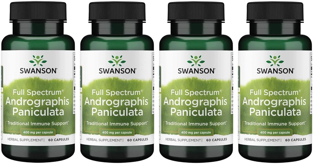 Swanson Full Spectrum Andrographis Paniculata 400 Milligrammes 60 Capsules (4 Pack)