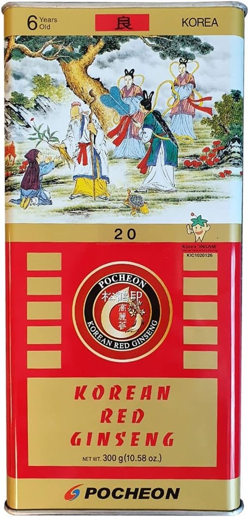 Pocheon 300g Coréen en conserve séché Panax Ginseng Rouge 14 Racines 6Ans Bonne Grade 300-20, Support Immune Naturel
