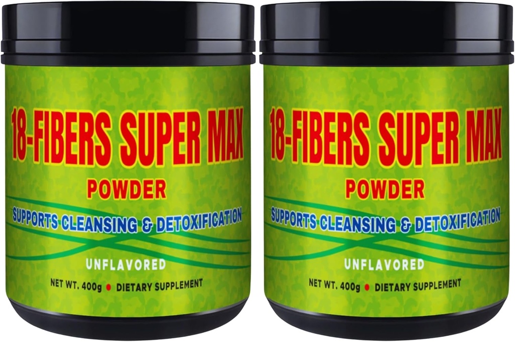 FIBRA 18 Super MAX Poudre (18 Fibres) - 400g - Complément alimentaire - Supporte le nettoyage et la désintoxication, non aromatisé (2 paquets)