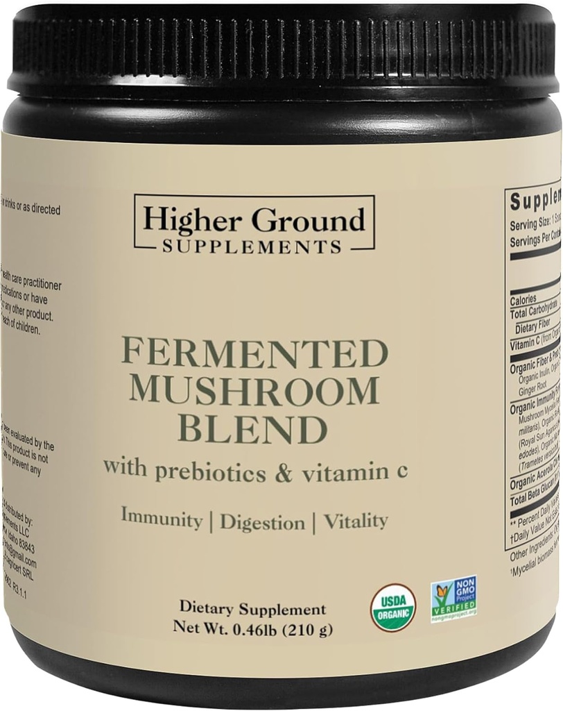 Miscela di funghi fermentati | da 6 funghi coltivati Premium | Prebiotici, fibre e vitamina C per l'immunità | Non OGM | Gluten-Free | 210g