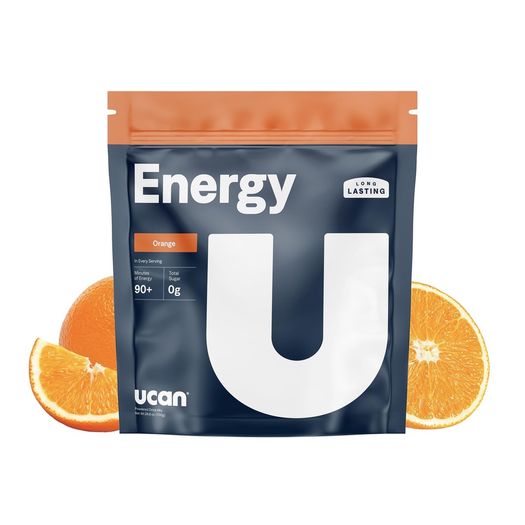 UCAN Energy Powder, Tropical Orange, Keto, Sugar-Free Pre & Post Workout für Männer & Frauen, Non-GMO, Vegan, Gluten-Free, Groß für Läufer, Gym-Goers und High Performance Athleten (28 Servierungen, 24.6oz)