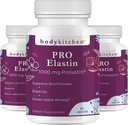 Supplément d'élastine Pro-Elastin 1000 mg pour la cuisine corporelle, réduire les signes de vieillissement, améliorer la santé de la peau, la fermeté et l'élasticité, moins de rides, bouchons de légumes (paquet de 3)