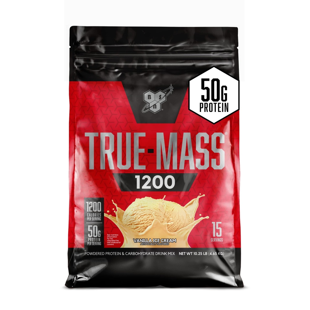 BSN TRUE-MASS gaineur de poids, masse musculaire gaineur de poudre de protéines, crème glacée de vanille, 10,25 livre