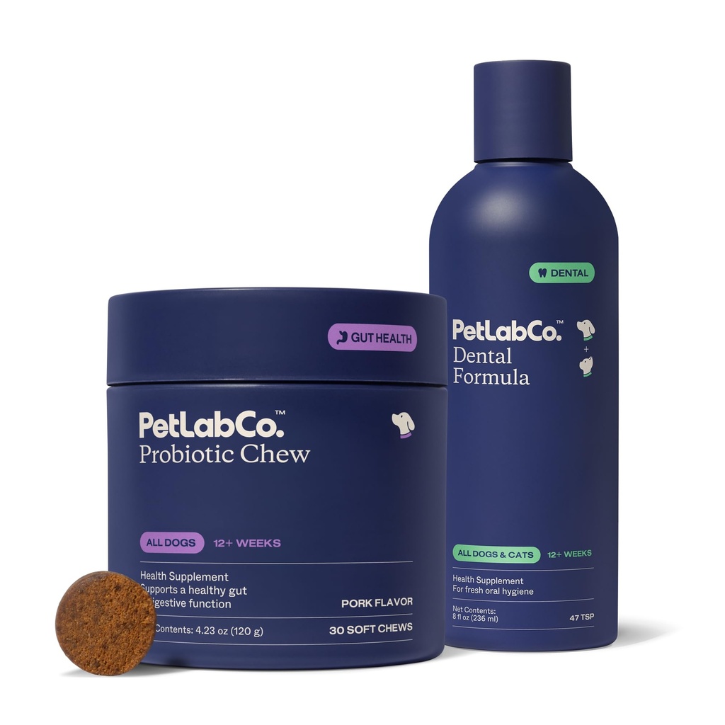 PetLab Co. – Hundetee Reinigung & Gut Health Bundle: Hundezahnformel für frischen Atem, Gesunde Zähne & Zahnfleisch & Probiotika für Gut Health, Saisonale Allergien, Haut & Ear Hefe
