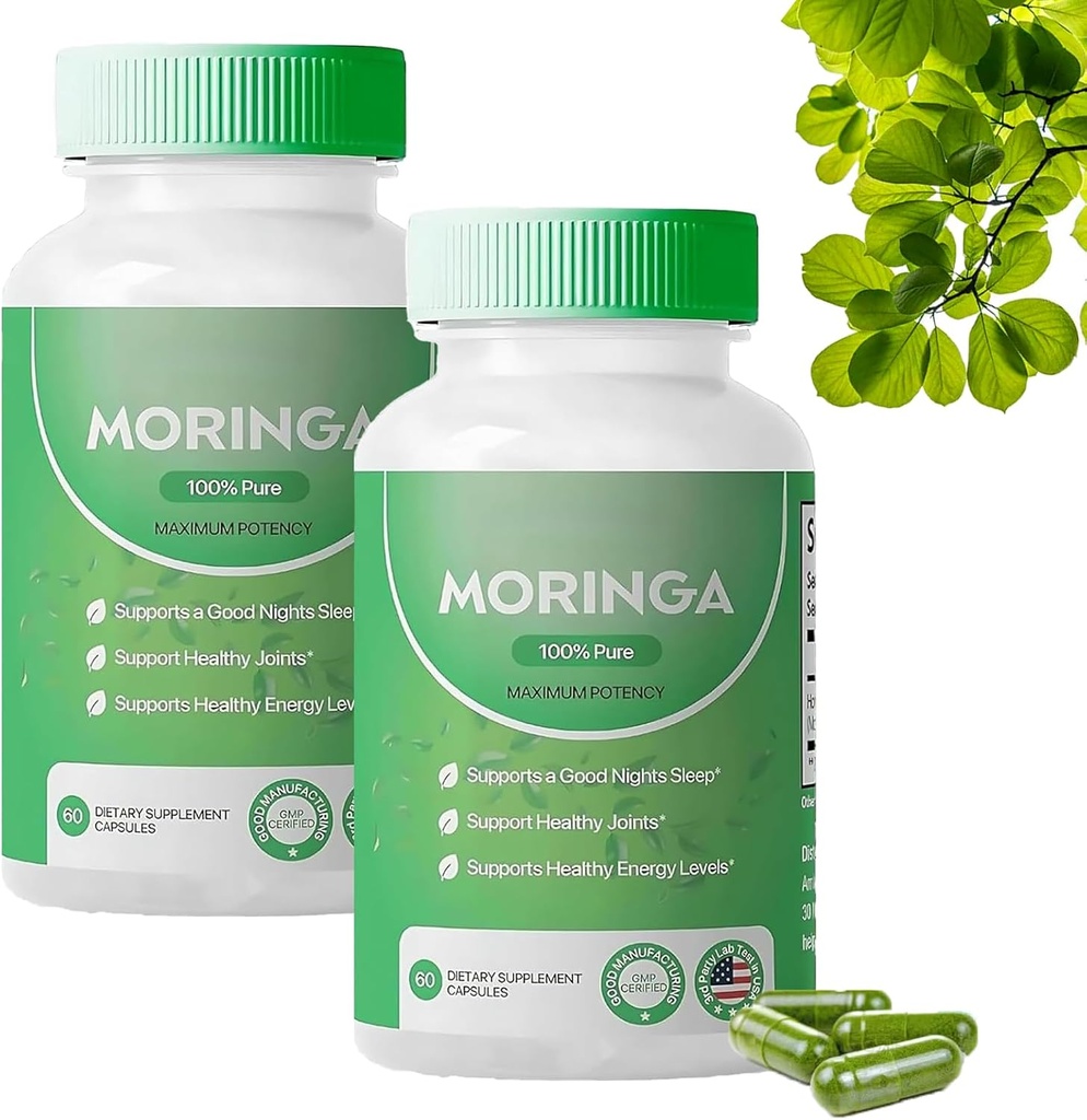 Estratto di caffè verde, Estratto di caffè verde estratto - 800mg di Nutrient-Rich Moringa- promuove l'energia, Gut Well-Being (2PCS)