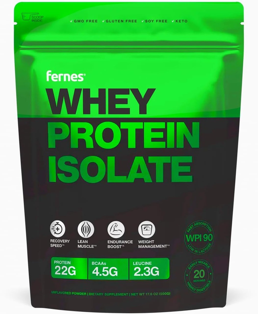 Poudre Isolée 100% de protéines de lactosérum pour femmes et hommes 22g avec 4,5g BCAAs Non-GMO Hormone-Free Pas d'artificiels Nettoyant et pur faible lactose WPI 90 pour une digestibilité supérieure - 20 portions