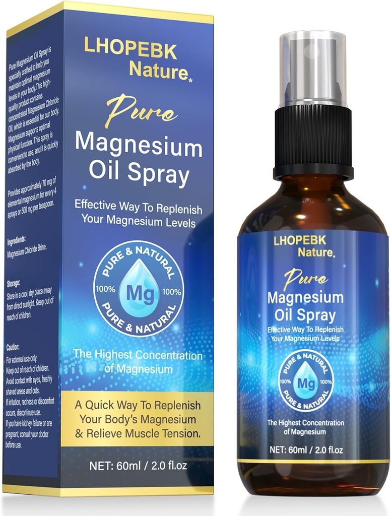 Spruzzo di olio di magnesio: 2 Fl Oz Spruzzo di olio di Magnesio puro per i piedi Magnesio replenish Facile da assorbire Adatto per tutti i tipi di pelle