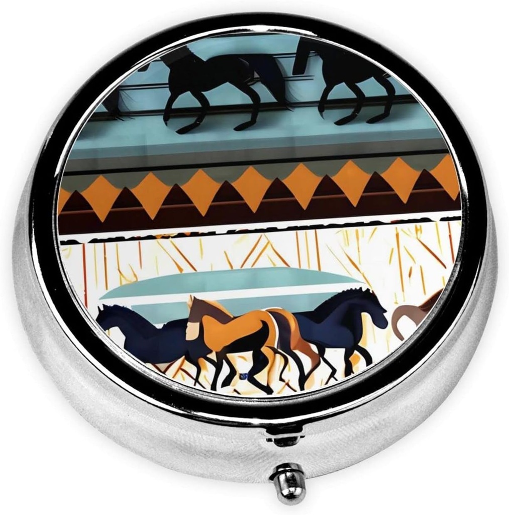 Pille Box, kleine Pille Fall für Geld und Tasche, niedliche Medizin Organizer Reise Pille, Portable Pille Container Halter, um Vitamine, Medikamente, Fischöl und Nahrungsergänzungen zu halten,Horse Streifen Muster