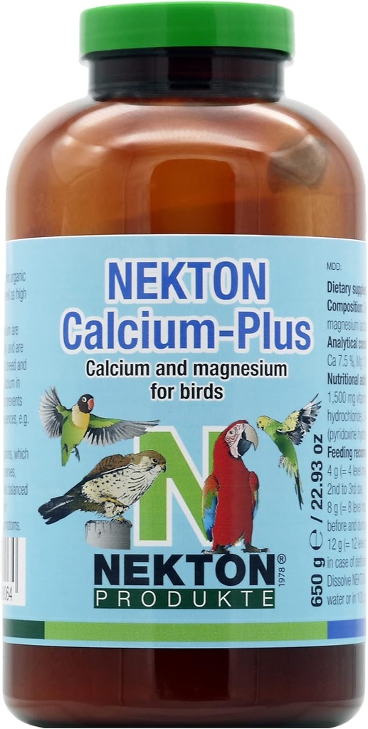 Nekton Calcium-Plus Calcium et magnésium avec des vitamines B pour les oiseaux 650gm / 1,43Lb, blanc