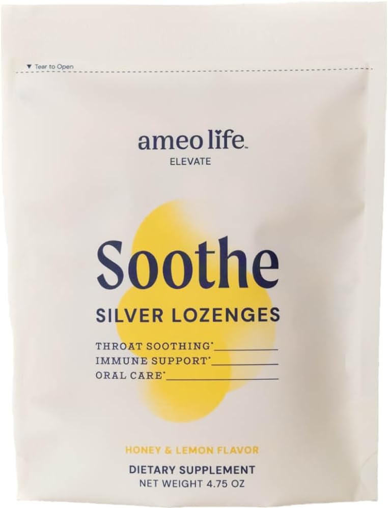Ameo Life Colloidal Silver Liquid Drops 150 mcg mit Honey Lemon Flavor - 100 Count Immun Support Supplement, Natürliche kolloidale Silber Cough Drops Alternative - Vegan, Gluten-Free & Non-GMO