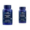 Extension de la durée de vie Curcumine Elite Turmeric Extract & N-acétyl-L-Cysteine (NAC), Immune, respiratoire, santé du foie, NAC 600 mg, Potent antioxydant Support, radicaux libres, Facile à absorber, 60 Capsules