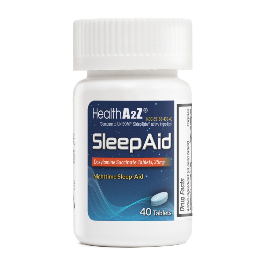 HealthA2Z® Sleep Aid.com Succinate Doxylamine 25mg.com Non Habit-Forming (40 comtes (paquet de 1))