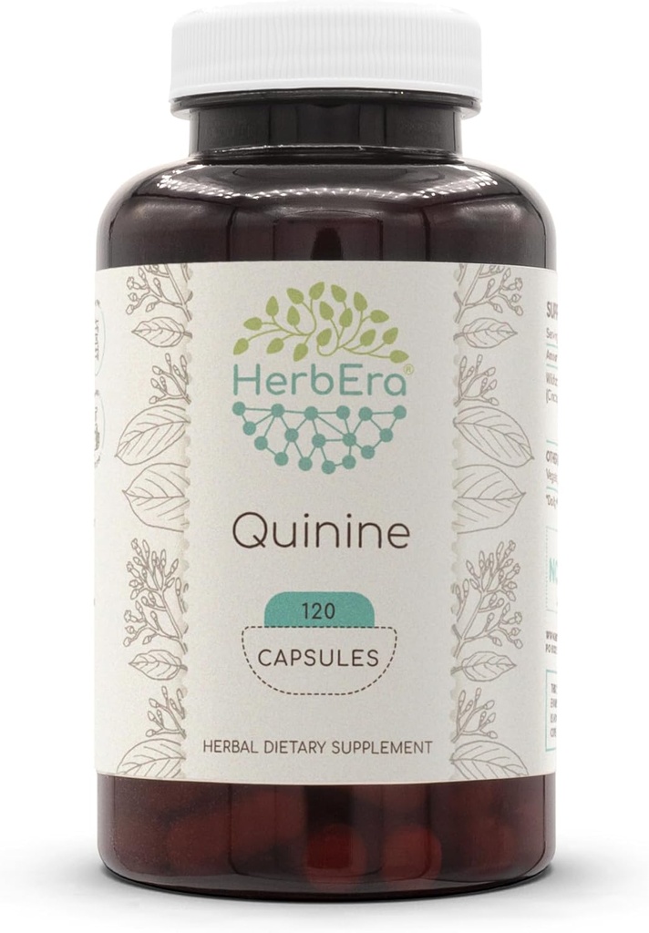 HerbEra Quinine 120 Capsules, 1000 mg, Quinine sauvage (Cinchona officinalis) Barque séchée (120 Capsules)