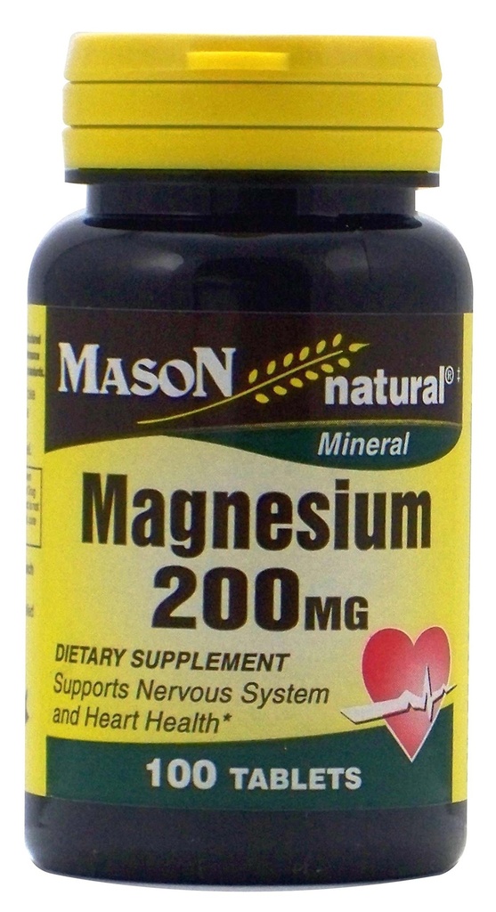 Vitamines Mason Magnésium 200 mg Comprimés,100 Compte