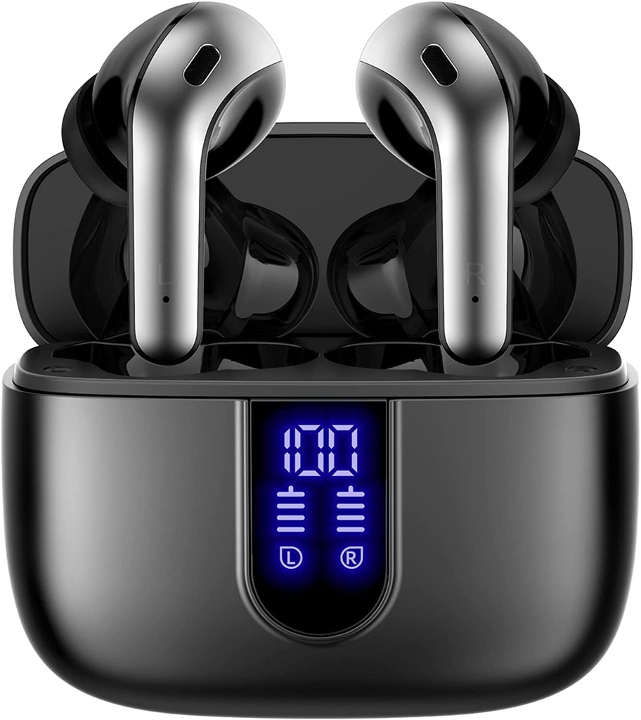 Cuffie Bluetooth True Wireless Earbuds 60H Riproduzione LED Earphones con Wireless Charging Case IPX5 Impermeabile in-orecchio gemme con microfono per il computer portatile Smart Phone TV