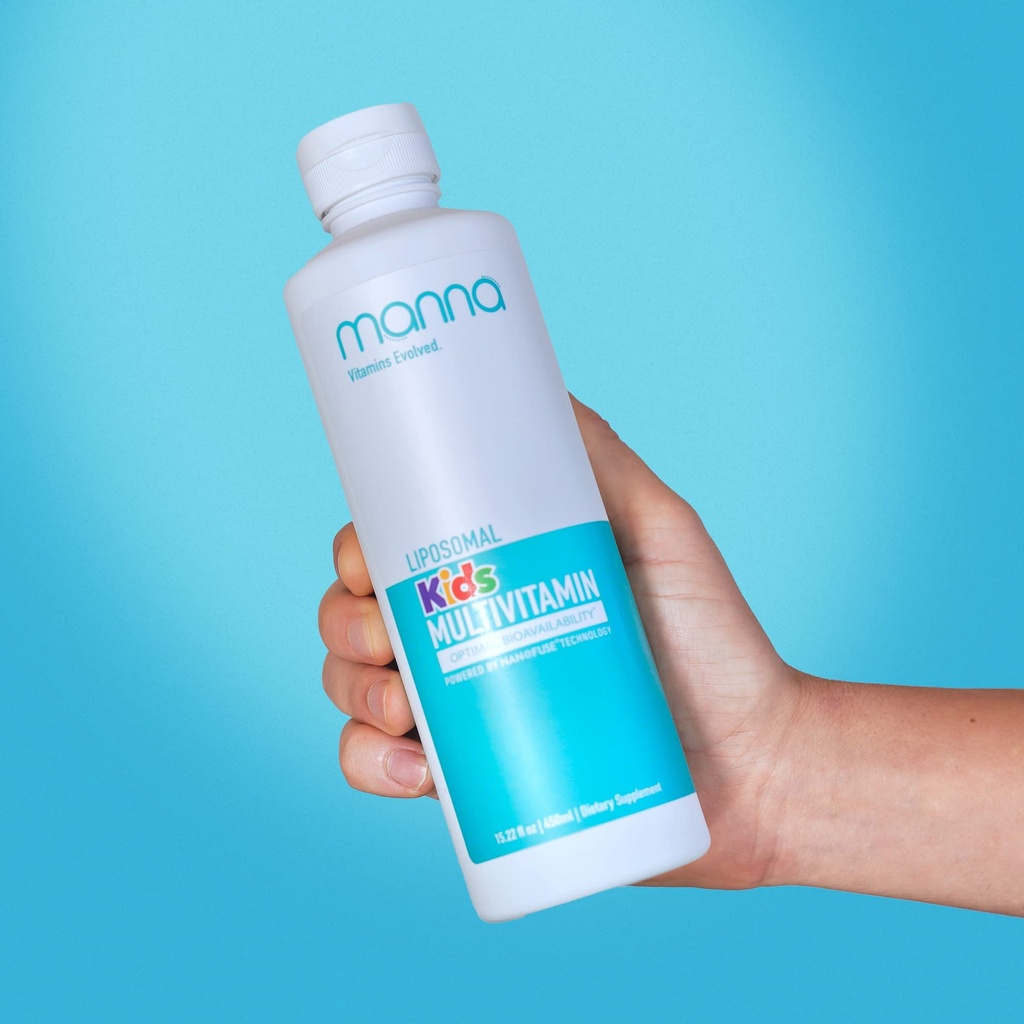 Vitamines de la manna Evolved Liposomal Kids Multivitamine - Supplément Vitamine D3 & Vitamine A - Supplément Vitamine B12 & Vitamine C - Multivitamine liquide pour enfants - Supplément de soutien immunitaire pour enfants