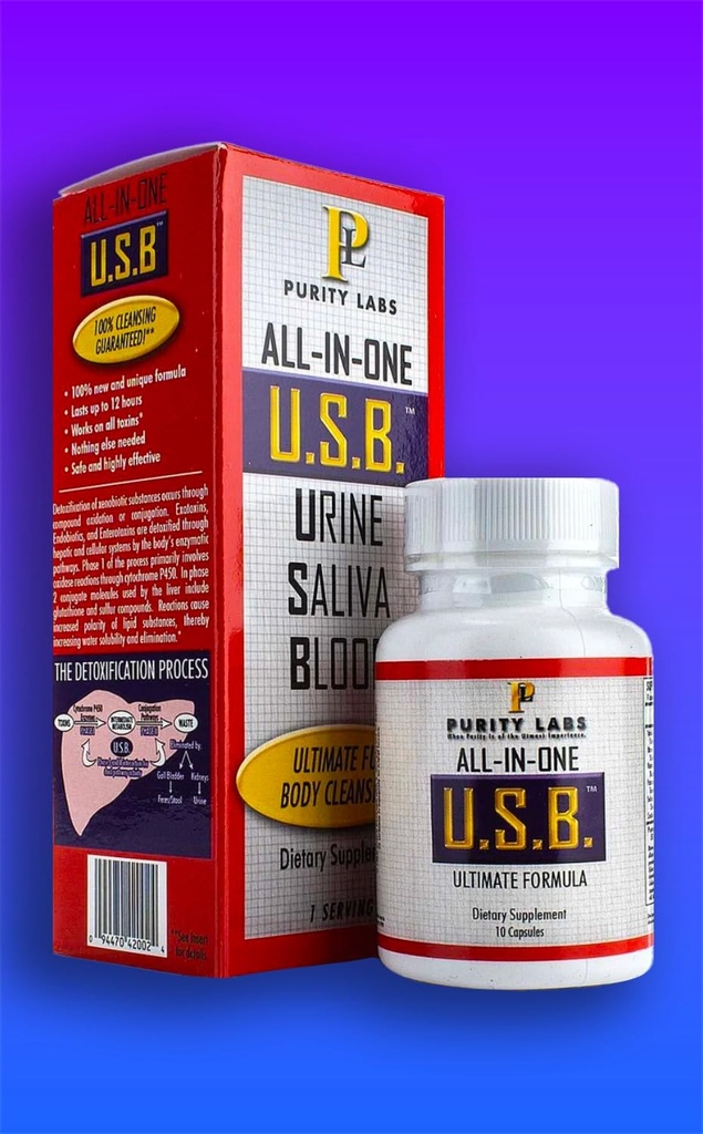 U.S.B. Purity Labs All-in-One USB Ultimate Formula Detoxification Supplemento, 10 capsule