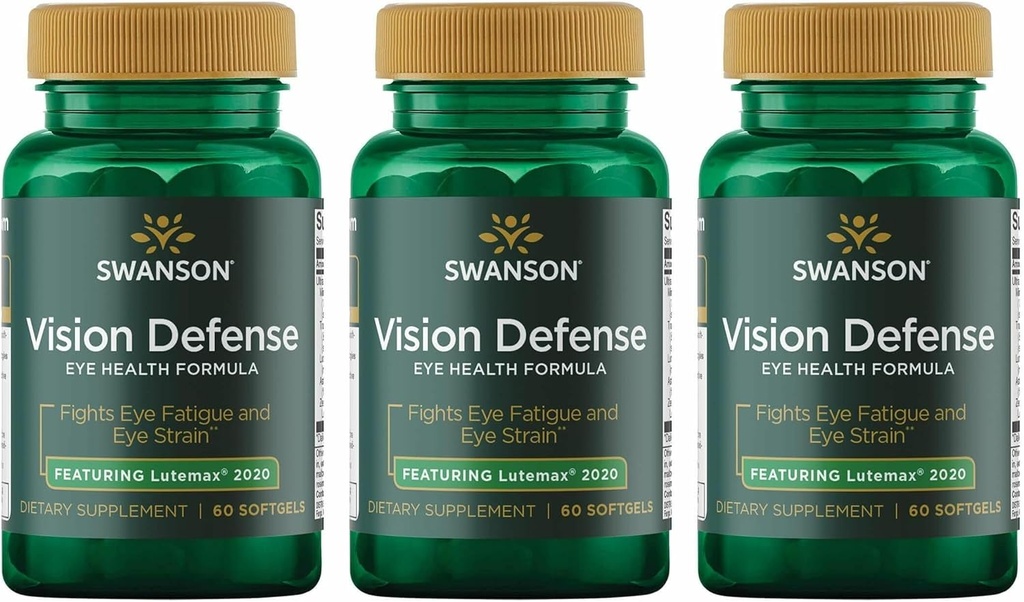 Antiossidante Vision Defense Antiossidante Vision Health Supplement Lutein Zeaxanthin Astaxanthin Broccoli Extract Bilberry Extract 60 Softgels Sgels (3 Pack)