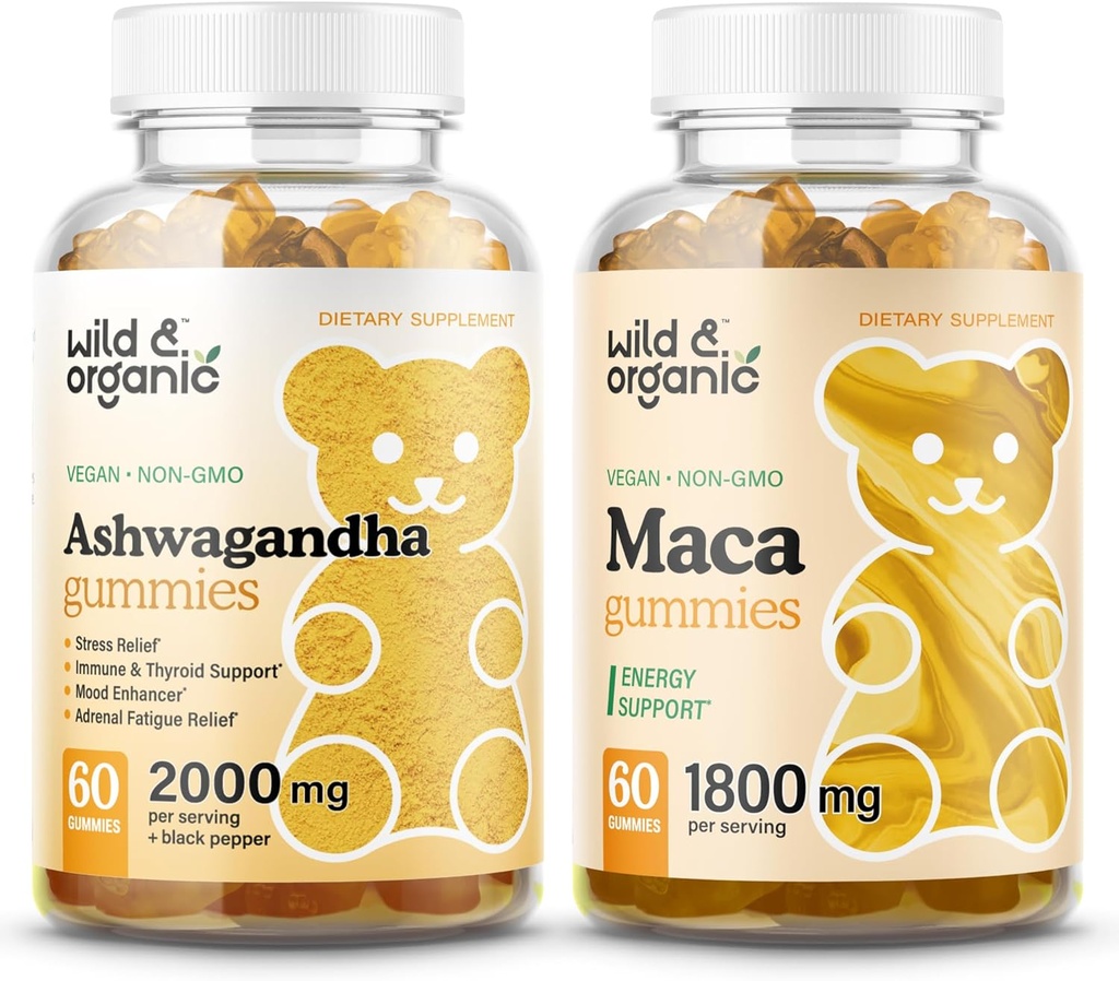 Wild & Organic Ashwagandha Gummis & Maca Root Gummis 60 Count