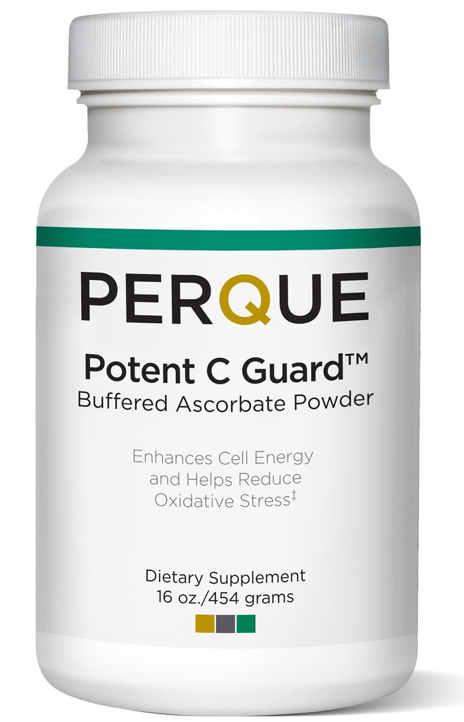 PERQUE Polvere di ascorbimento della vitamina C - pH bilanciato, vegetariano, supplemento di vitamina C senza allergeni - Supporto antiossidante rapido - Polvere effervescente con magnesio, potassio e zinco - 16 oz