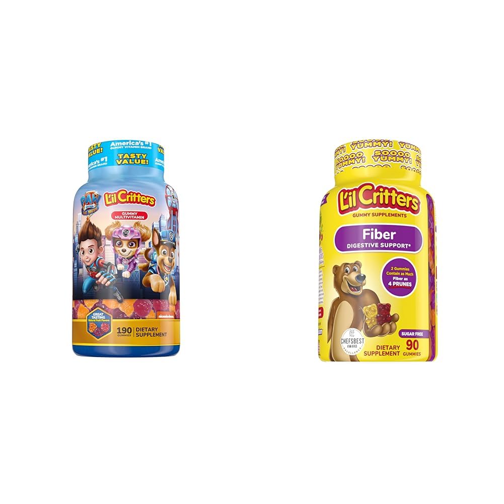 L'il Critters Paw Patrol Gummy Vites Multivitamin für Kinder, 190 Gummi und L'il Critters Fiber Gummy Supplement für Kinder, 90 Gummies