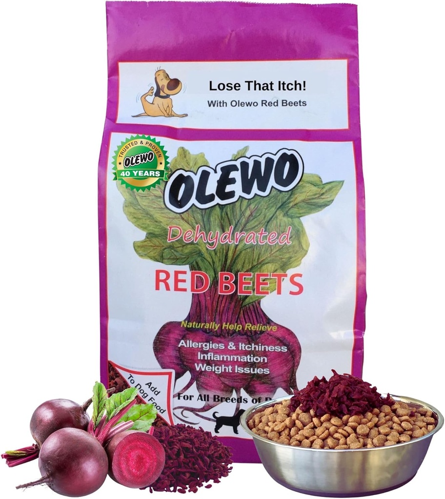 Olewo Original Red Beets for Dogs – Natural Anti Itch for Dogs, Dog Food Topper, Immune, Reinigung, Haut- &amp; Mantel-Unterstützung, Dehydrated Whole Food Dog Multivitamin, Fiber for Dogs, 2.2 lbs
