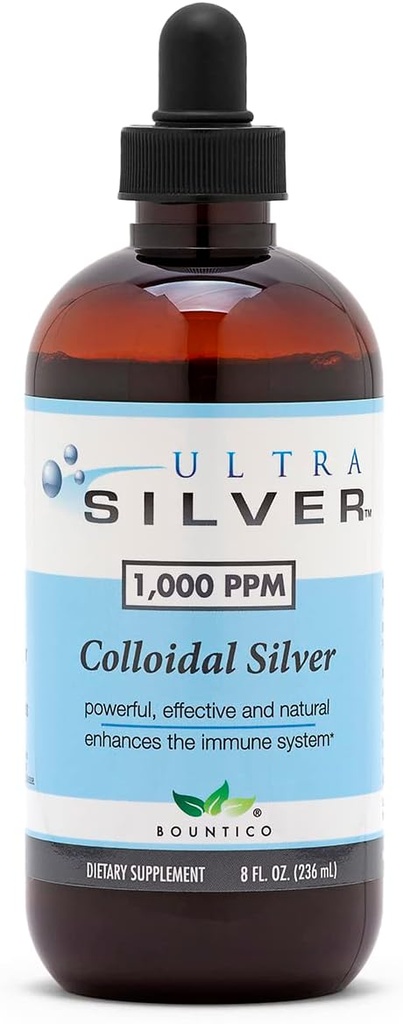 Ultra Silver® Colloidal Silver | 1.000 PPM, 8 Oz (236mL) | Supplemento minerale | True Colloidal Silver - con Dropper