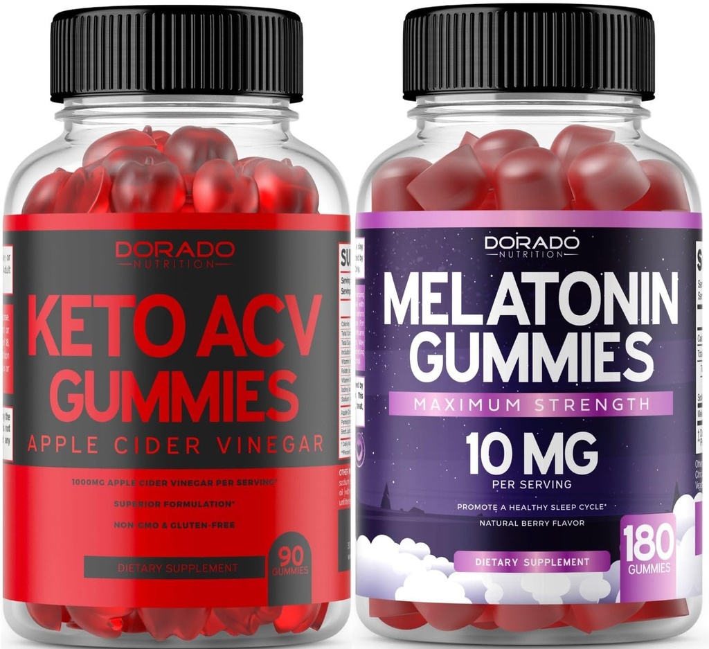 Keto ACV Gummies Perdita di peso avanzata (90 Conte) - Supporto Digestione sana & Metabolismo - Melatonina per adulti (180 Conte) - Melatonina rapida dissolva 20mg Gummies - Non OGM, Vegan & USA Made