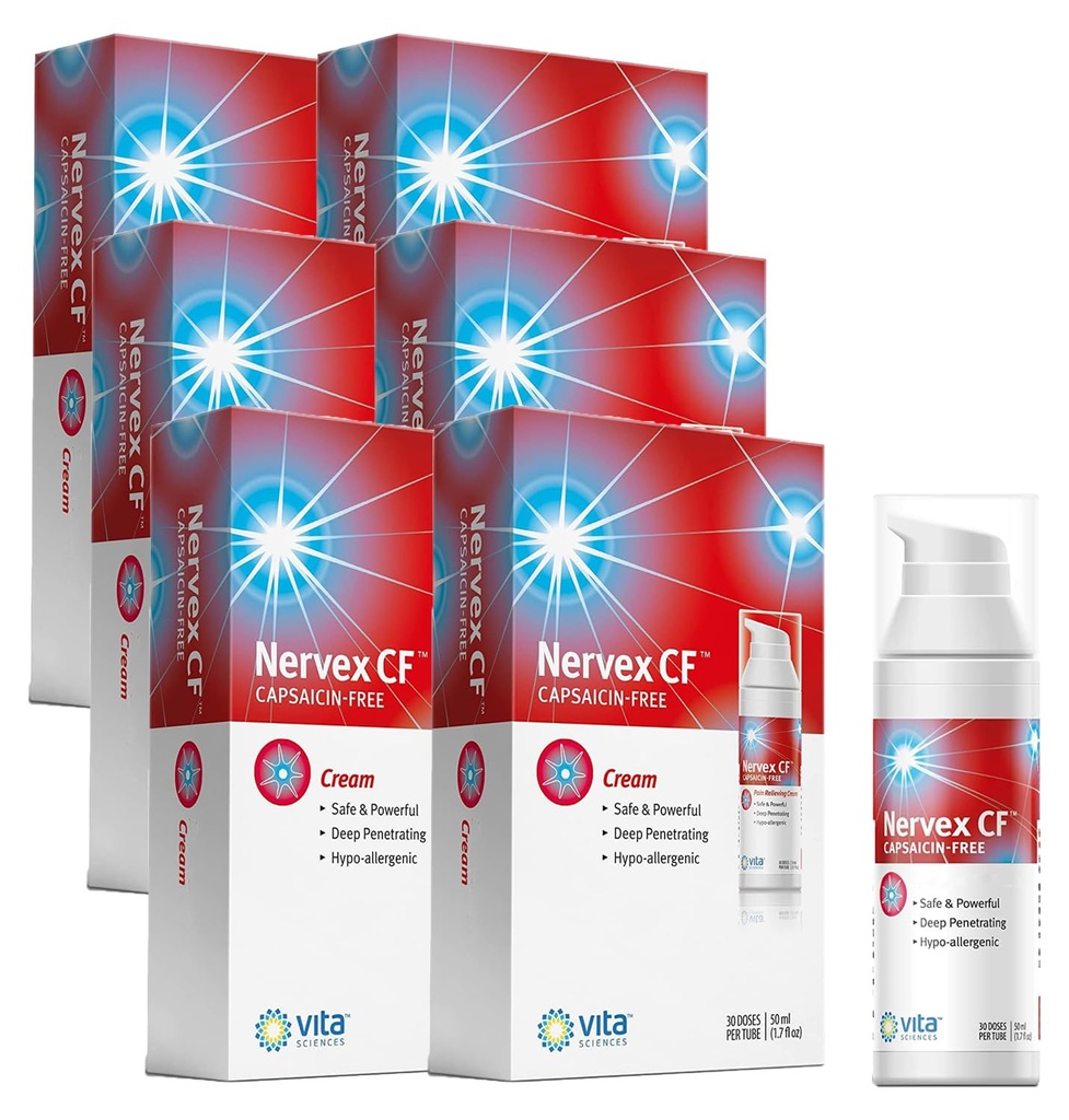 Vita Sciences Nervex CF Neuropathie Relief für Hände und Füße - Leistungsstarke Cremeformel für Brennen, Tingling, Numbness - mit Arnica, B12, B1, B5, B6, E, MSM, Aloe und Kokosnussölbasis - Paket von 6