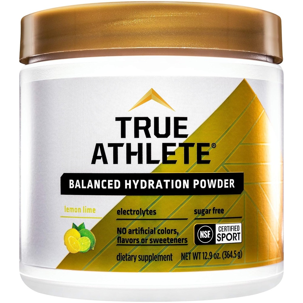 True Athlete Balanced Hydration Powder, Lime Lime Flavor, promuove l'idratazione prima dell'esercizio, Facile da miscelare, NSF Certificato per lo sport (12.86 Ounces Powder)