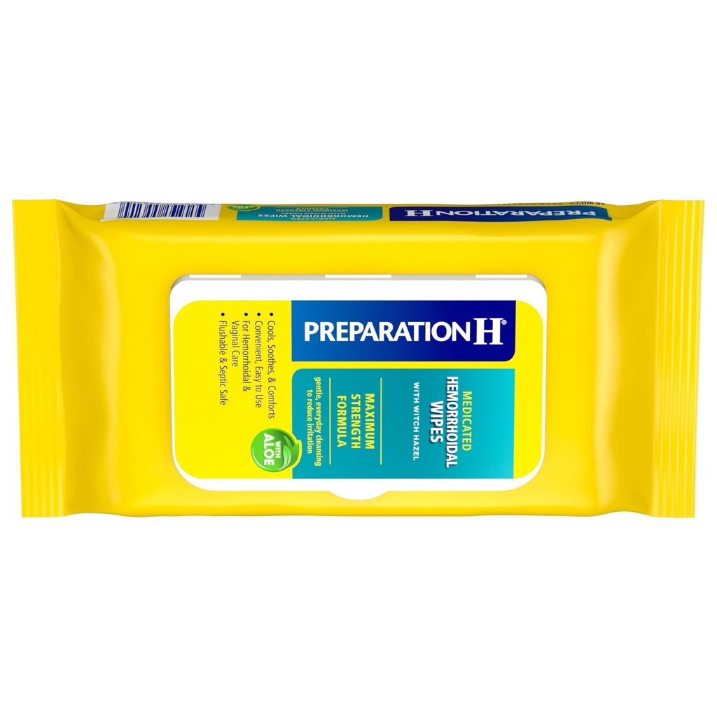 Preparazione H Wipes emorroidi fluidi con lunetta per l'irritazione della pelle - 48 conte
