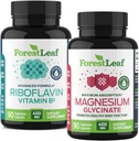 ForestLeaf Riboflavin & Magnesium Migraine Supplemento - Riboflavin 400mg per Headache Relief - Ultimate Magnesium Glycinate Bundle con B2 Vitamin 400mg per Headache Migraine Relief Capsule