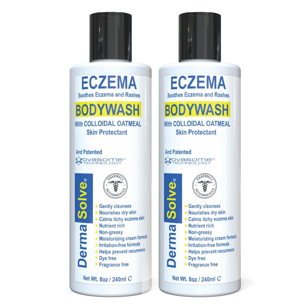 Dermasolve Eczema Relief Lavage du corps (2 Pack) - Protège, hydrate et répare la peau - Enfants, bébés et adultes - Sans stéroïde